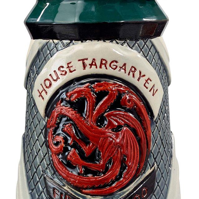 Game of Thrones House Targaryen Stein - 22 Oz Ceramic Base with Pewter Baratheon Crown Top