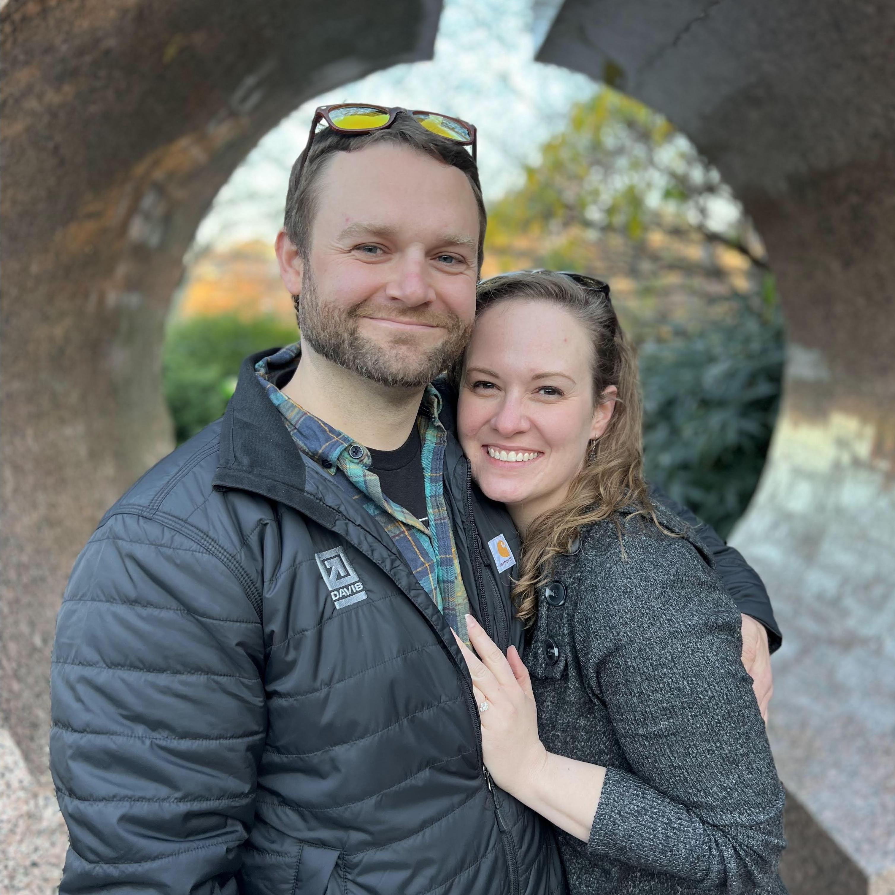 Just after we got engaged in the Haupt Garden at the Smithsonian Castle!