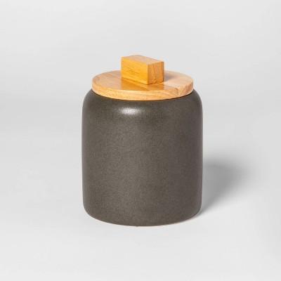 32oz Stoneware Tilley Food Storage Canister with Wood Lid Black - Project 62™