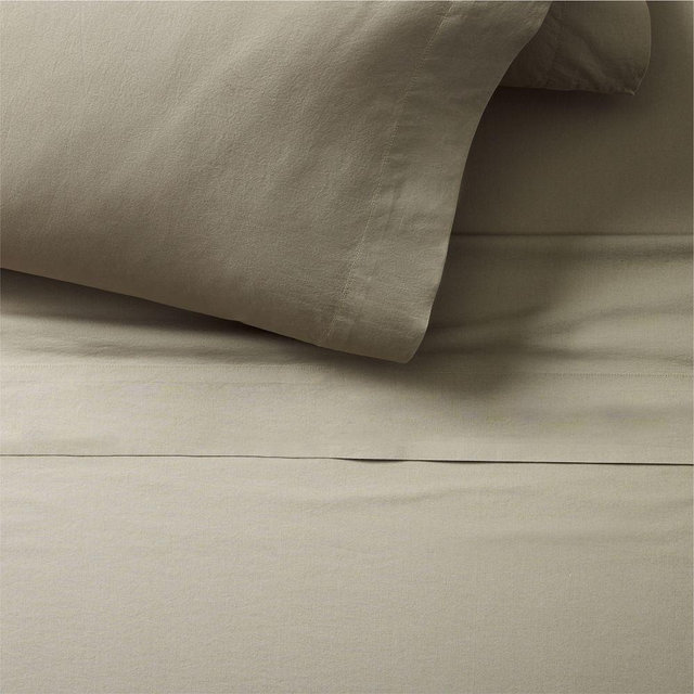 Organic Washed Cotton Queen Sheet Set, Vetiver Green