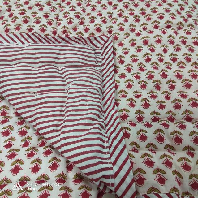 Ridhi Block Print Quilted Throw Blanket 100% Cotton Quilt, Cover for Couch and Bed, Sage Lap Bedding Coverlet, Luxury Oversized Quilted Throw (Queen 90" x 96", Vermilion Red)