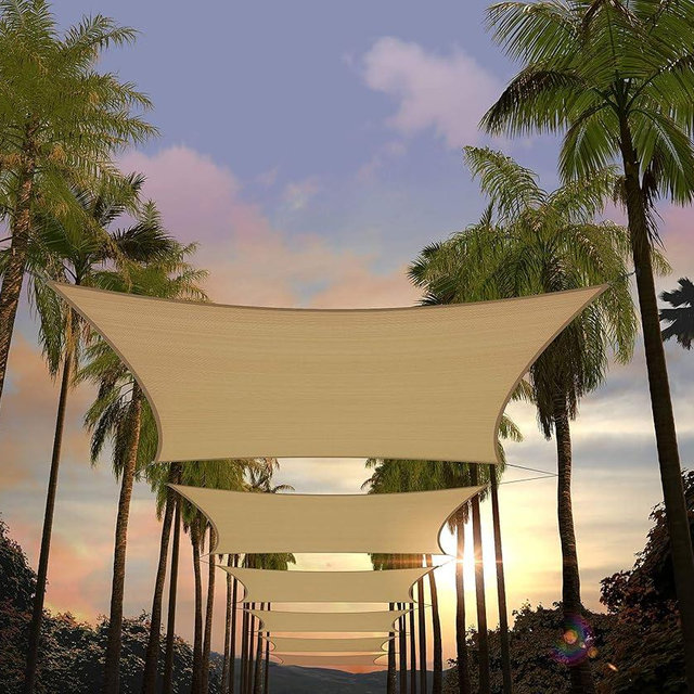 Amgo 8' x 16' Sand Beige Rectangle Sun Shade Sail Canopy Awning UPF50+ AGTAPR0816, 95% UV Blockage, Water & Air Permeable, Commercial and Residential, 3 Years Warranty (We Make Custom Size)