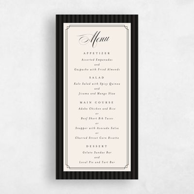 Black Wedding Menu - Loren