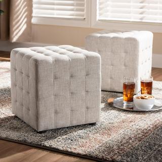 Elladio Upholstered Tufted Cube Ottoman, Set of 2