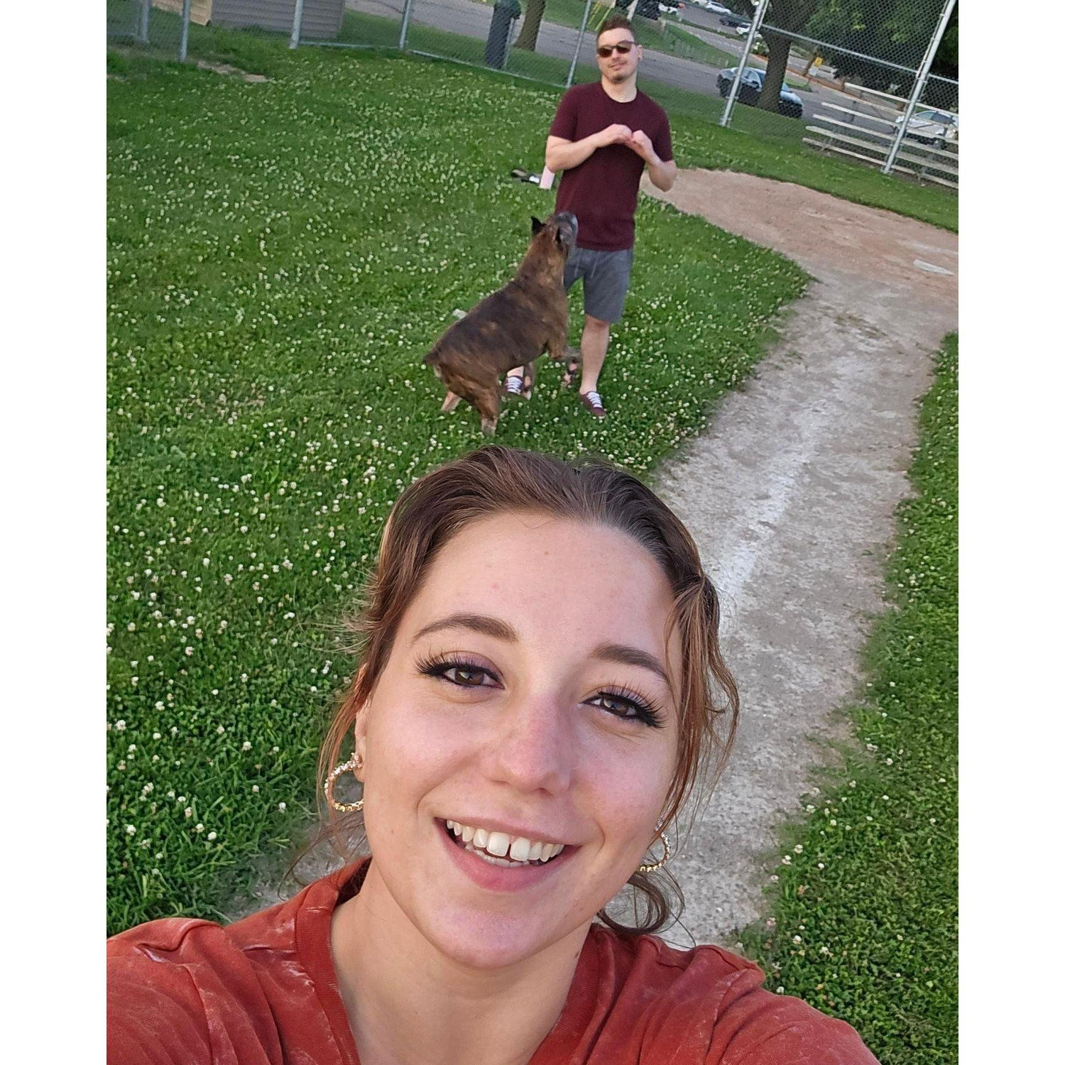 Aaron and Baphomet being cute on our walk. I felt such joy during this moment.