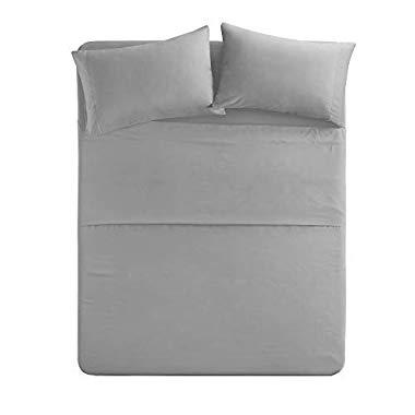 Comfort Spaces Ultra Soft Hypoallergenic Microfiber 6 Piece Set, Wrinkle Fade Resistant Sheets with Pillow Cases Bedding, Queen, Light Gray