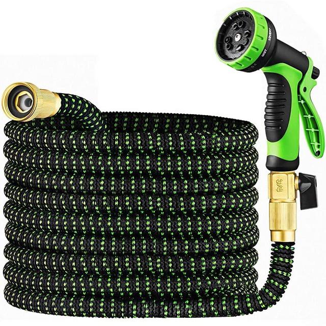 2 in 1 Set Garden Hose 25 ft & Nozzle, Expandable Garden Hose Lightweight Durable, Retractable Garden Hoses, Water Hose with 3/4 inch Solid Brass Fittings - Watering Hose 25 feet - Collapsible Hose