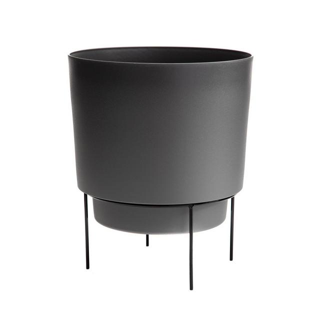 Hopson Planter with 10" Metal Stand Charcoal/Black - Bloem