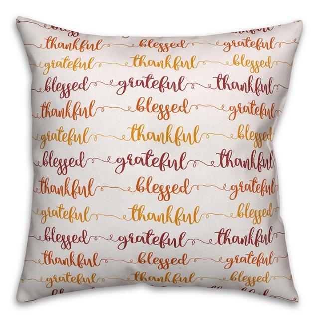 Designs Direct Grateful Thankful Square Throw Pillow in White