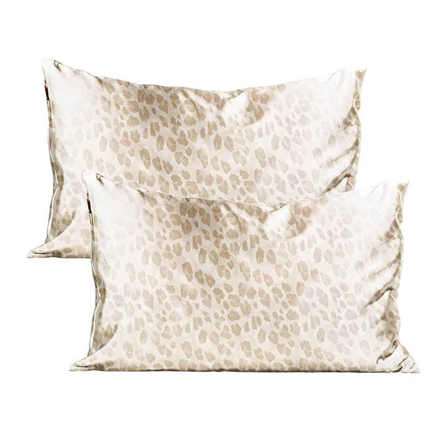 Kitsch 100% Satin Pillowcase with Zipper Cooling Satin Pillowcase | Satin Pillow Case Cover | Vegan Silk Pillowcase for Hair & Skin|Standard/Queen Silk Pillowcase 2 Pack (Leopard)