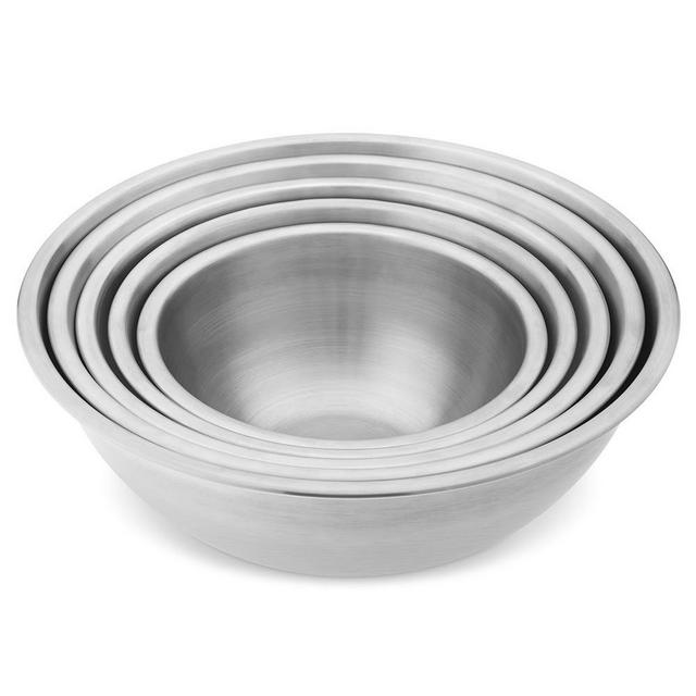 Stainless-Steel Restaurant Mixing Bowls, Set of 5