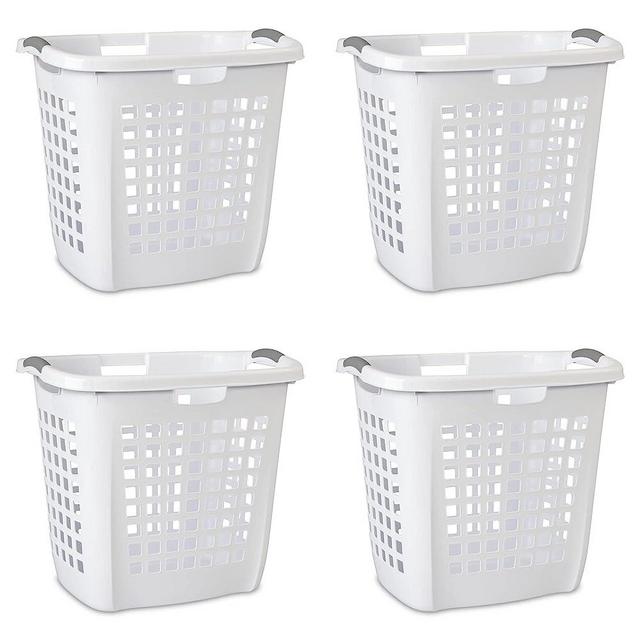 Easy Carry Plastic Laundry Hamper, White, Set of 4