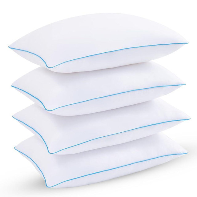 Uniqwamer Bed Pillows for Sleeping 4 Pack - Luxury Hotel Quality Pillows King Size Set of 4 - Cooling Pillows with Premium Plush Soft Down Alternative Fill for Back Side Sleepers