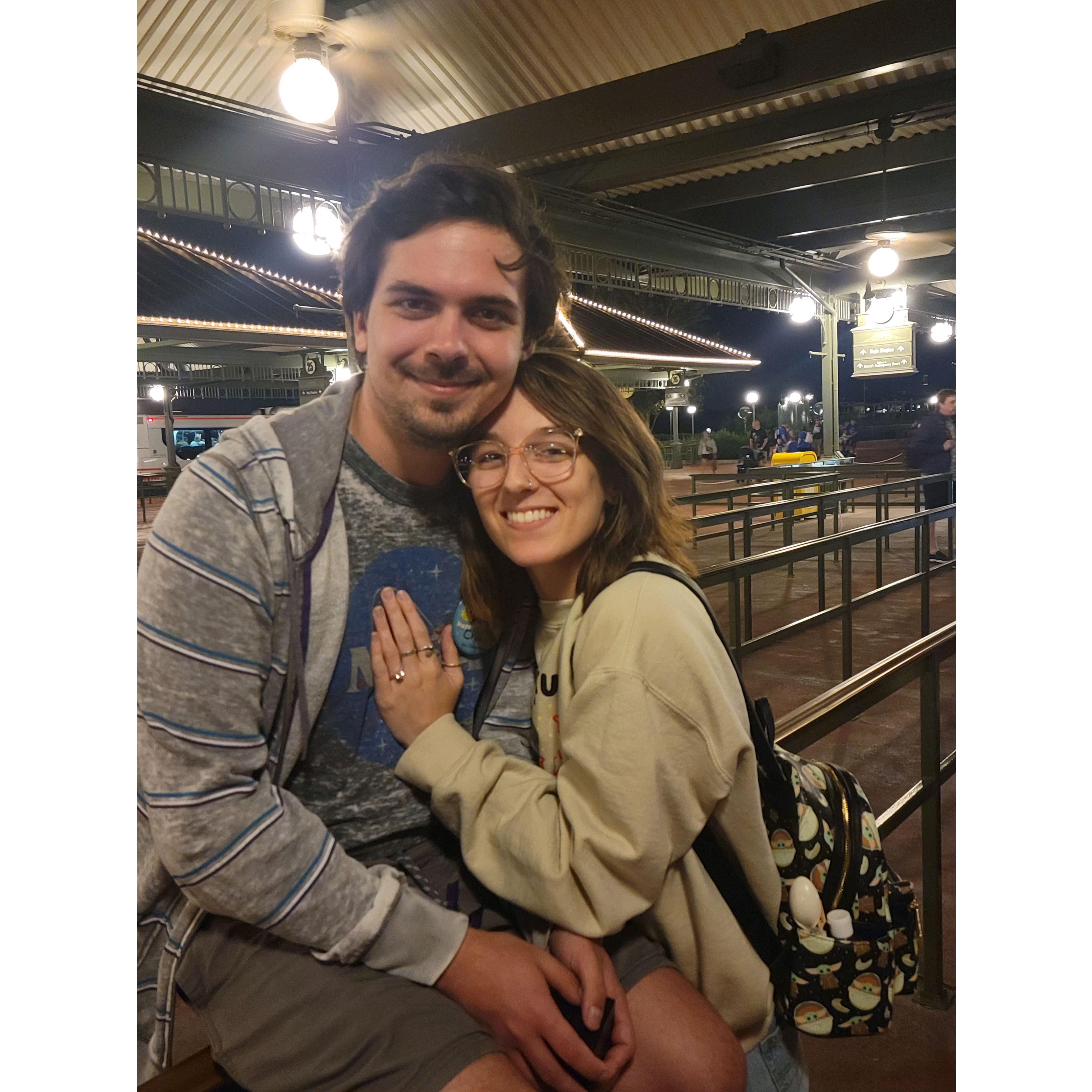 The night he proposed, we were watching the fireworks at Magic Kingdom. 🏰🎆