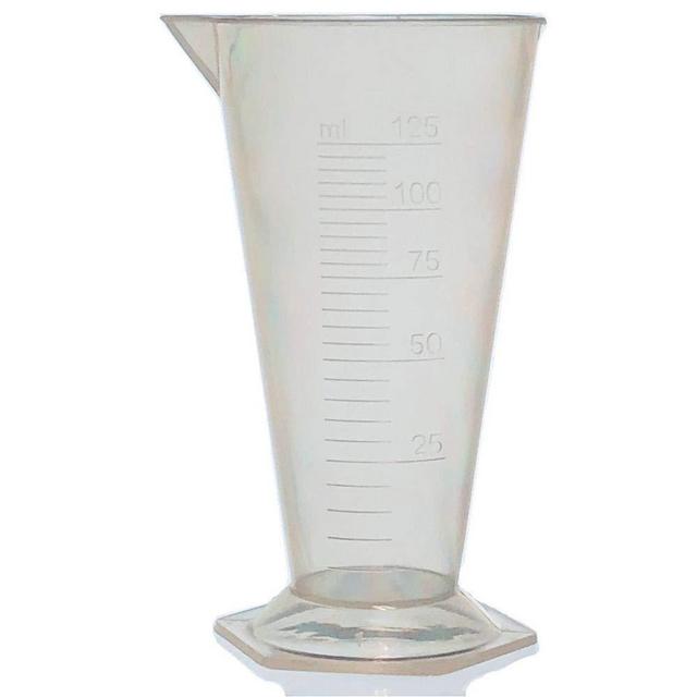 125ml Conical Measuring Cup with Spout, Polypropylene, Hexagonal Base, Karter Scientific (Single)