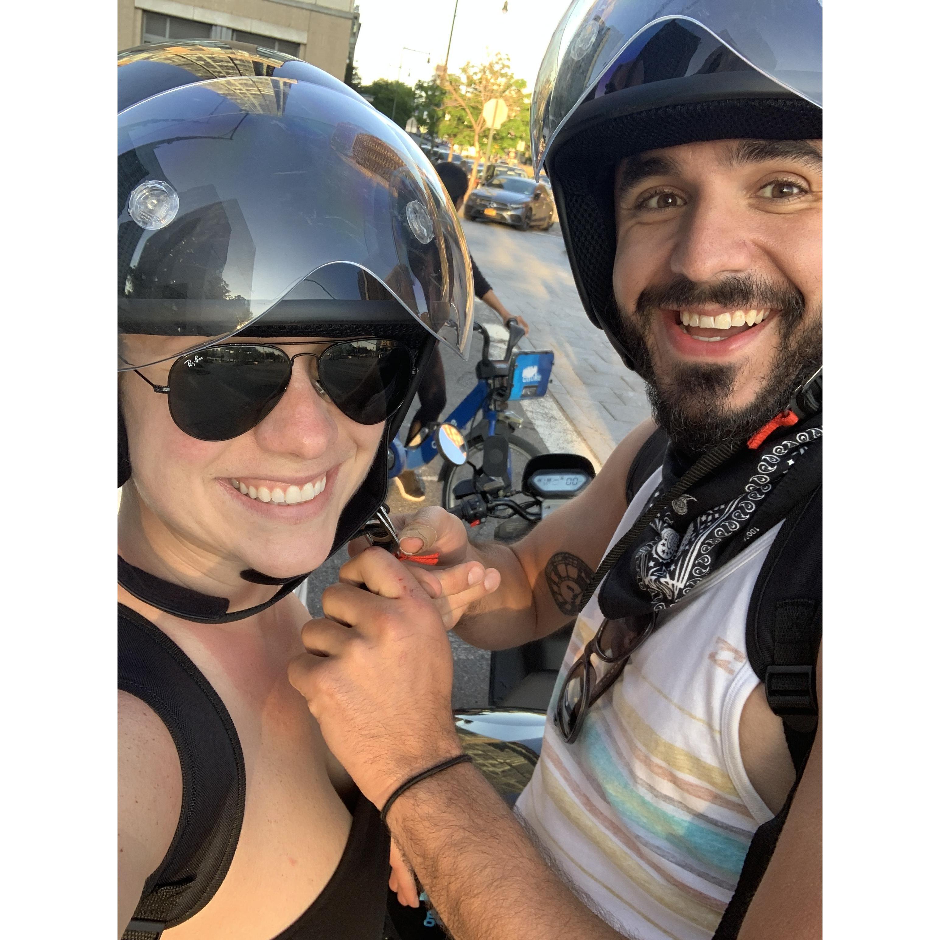 Adventures and moped rides! But first; make sure bae is buckled in.