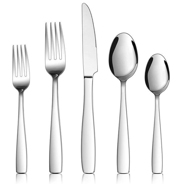 60-Piece Silverware Set for 12, HaWare Stainless Steel Flatware with Mellow and Full Square Handle, Cutlery Set for Home Kitchen Restaurant, Include Fork Knife Spoon, Mirror Finish, Dishwasher Safe
