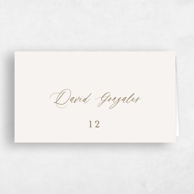 Light Oatmeal, Beige Wedding Place Card - Maui
