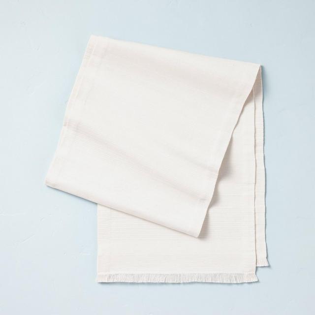14" x 72" Solid Woven Stripe Table Runner Sour Cream - Hearth & Hand™ with Magnolia