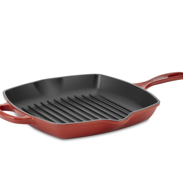 Le Creuset Signature Enameled Cast Iron Square Grill Pan, 10", Red