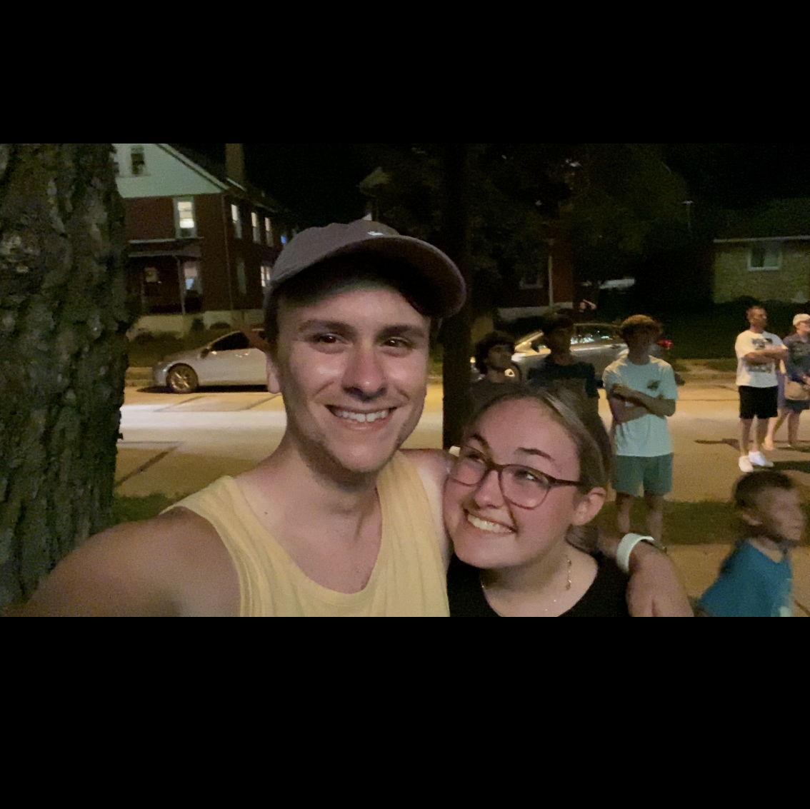 Fourth of July. We ran from our backyard to the park to catch the fireworks.