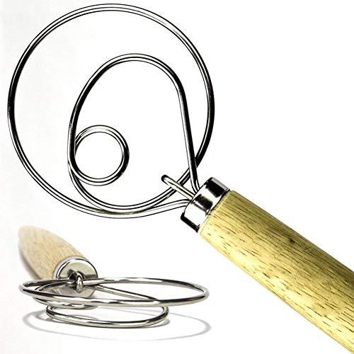 The Original Danish Dough Whisk - LARGE 13.5” Stainless Steel Dutch Style bread dough whisk for pastry, pizza. Great alternatives to a blender, mixer or hook
