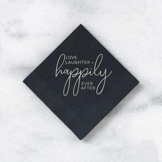 Trendy Love Laughter & Happily Ever After Cocktail Napkin, Set of 100