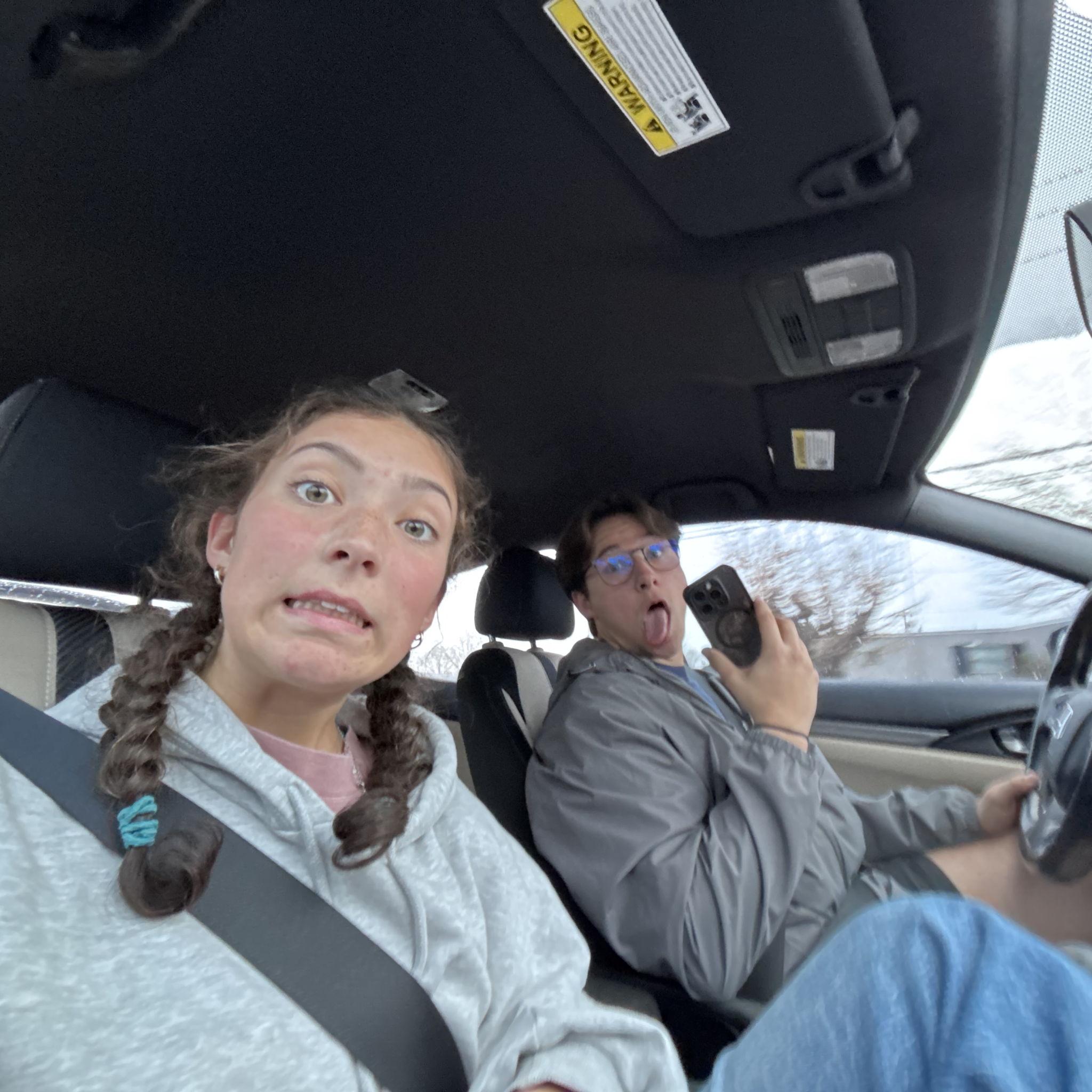 A silly picture in the car during Thanksgiving break