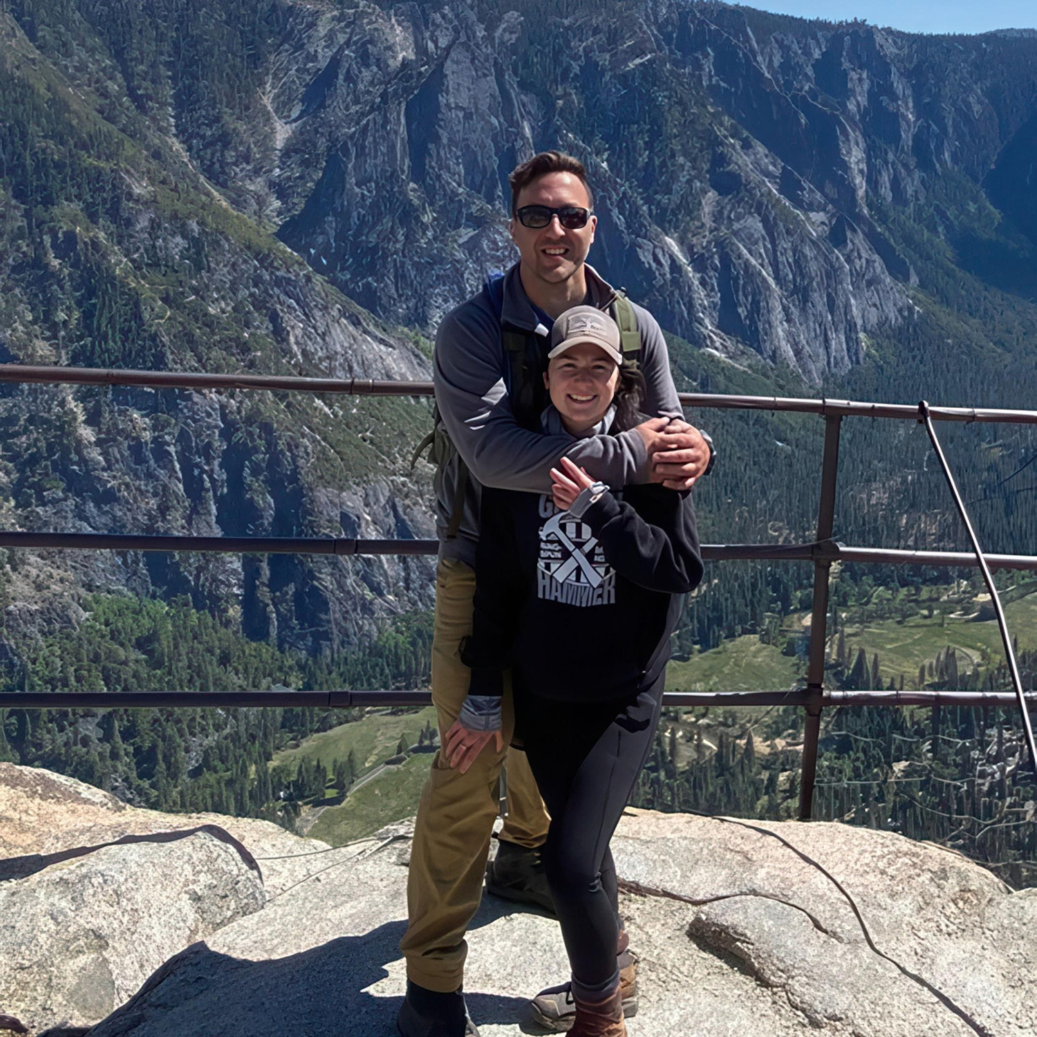 Our first time at Yosemite, this was Yosemite Falls. We pushed each other to the finish, it was pretty incredible.