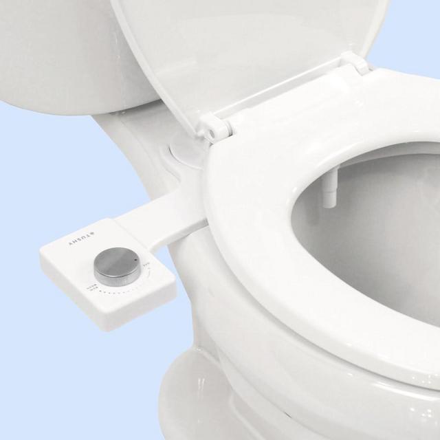 New TUSHY Fresh Bidet: Ultra Slim Toilet Seat Attachment (Non-Electric Self-Cleaning Nozzle) Easy DIY Install <10 Min | Adjustable Water Pressure | Feel Shower Clean w/Rear Sprayer, Silver Knob