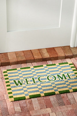Checkered Welcome Coir Printed Doormat