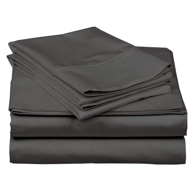 Extra Deep Sheets-Cotton Bed Sheets - 100% Cotton - 400 Thread Count - 22 Inch Extra deep Pocket Fitted Sheet with Elastic All Around (4 Pcs Sheet Set) - (Dark Grey Solid - Queen Size)