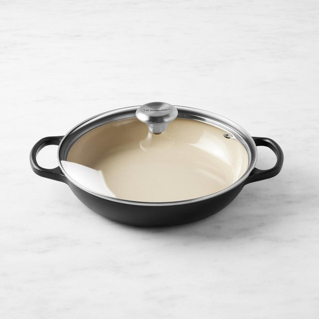 Le Creuset Signature Enameled Cast Iron Braiser with Glass Lid, 2 1/4-Qt., Matte Black