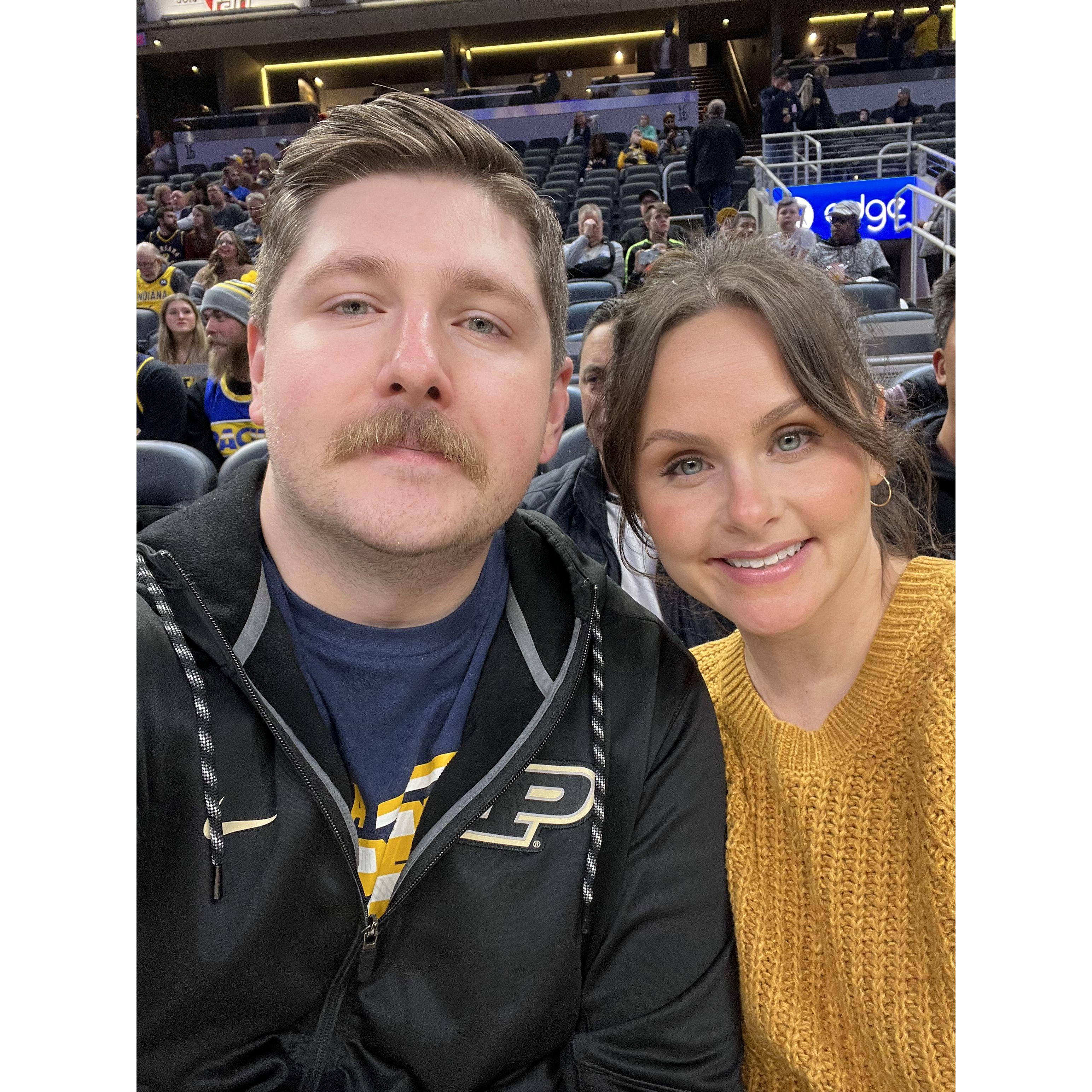 Courtside at the Pacers game.