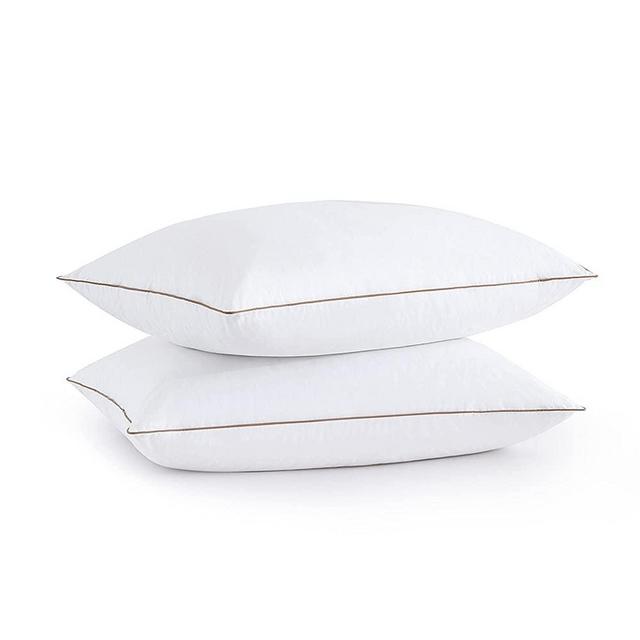 puredown® Goose Feathers and Down Pillow, Made in The USA, Premium Medium to Firm Sleeping Pillows, Hotel Collection Pillows with Cotton Cover, 2 Pack, King Size, 20x36 Inches
