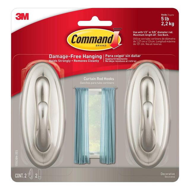 Window Hooks Brushed Nickel - Command