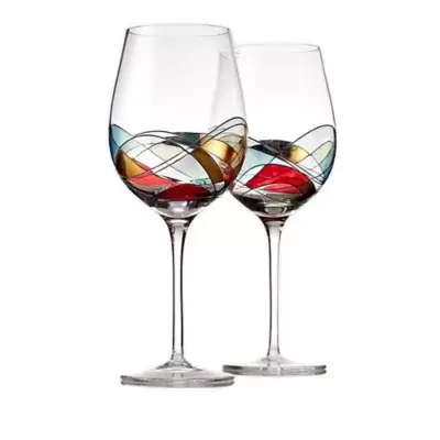 Classic Touch Bezrat Wine Glasses in Clear (Set of 2)