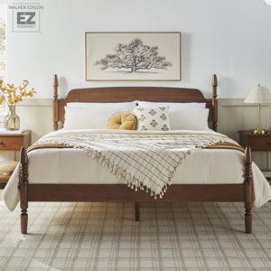 Vivienne Traditional Easy Assembly Solid Wood Turned Spindle Bed - Dark Brown, King