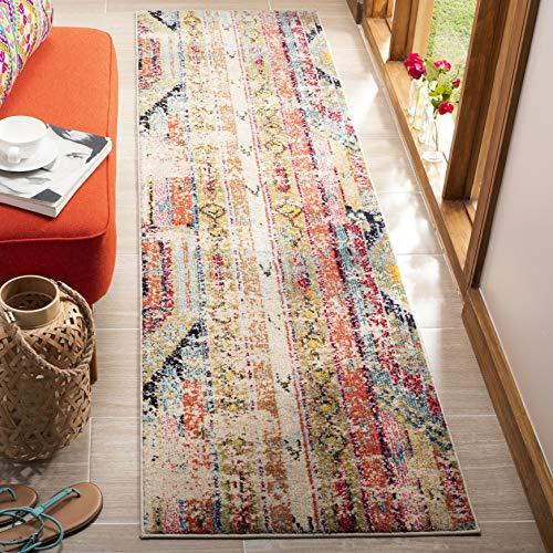 Safavieh Monaco Collection MNC222F Modern Bohemian Distressed Runner, 2'2" x 8', Multicolored