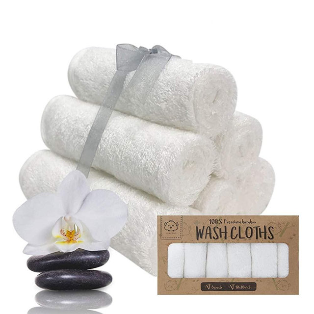 Baby Washcloth - Bamboo Washcloths Towel - Soft Organic Baby Washcloth - Face Towel for Baby, Adult and Infant - Baby Towels (White)