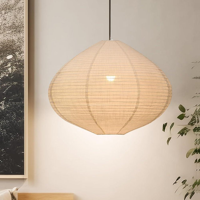 oetmilc 1PCS Hanging Lamp shade Oval 20INCH Blended Linen Pendant Lampshade Handmade Hanging Lantern Minimalist White Lamp Decorations Suitable for the Living room Hallway Bedroom and Kitchen