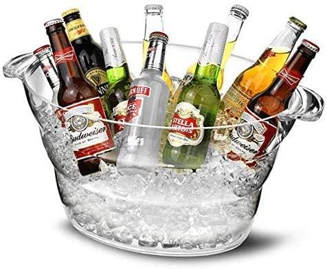 Ice, Champagne, Beer and Wine Bucket, Ice Bucket for Cocktail Bar, Clear Plastic Acrylic Bucket, 12Liter Wine Chiller, Ice Buckets for Parties, Bar Accessories for The Home Bar Set, Beverage Tub (1)