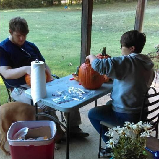 Pumpkin carving together