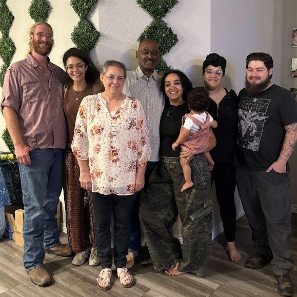 Posing with the family