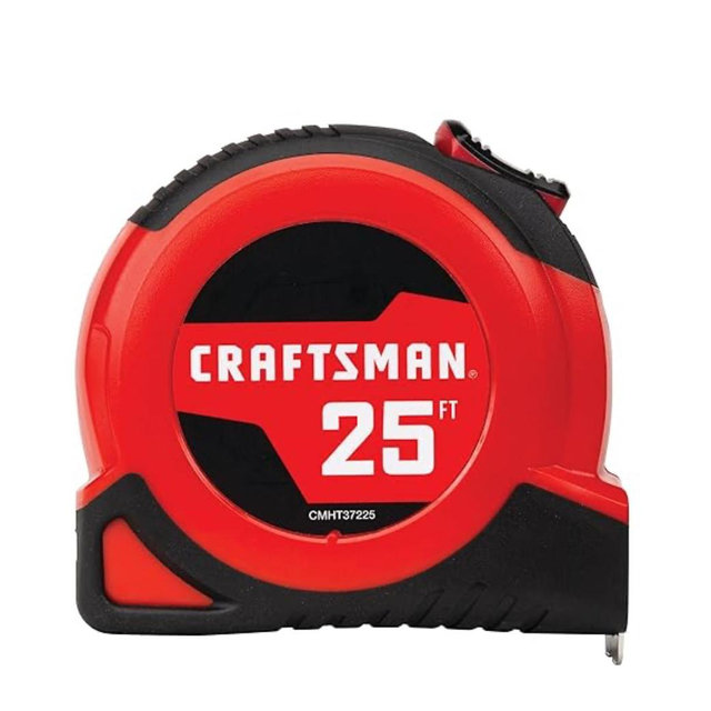 CRAFTSMAN 25-Ft Tape Measure with Fraction Markings, Retractable, Self-Locking Blade (CMHT37225)
