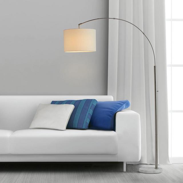 O&O by Olivia & Oliver Adjustable Arc Floor Lamp in Brushed Steel