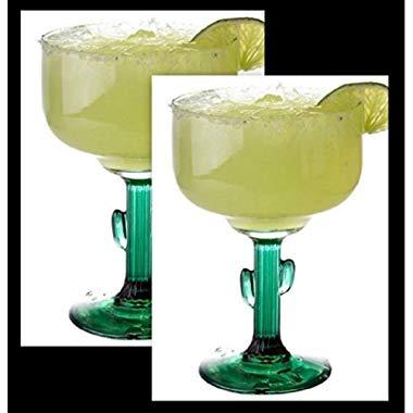Margarita Glass with Jade like Cactus Stem (set of 4)