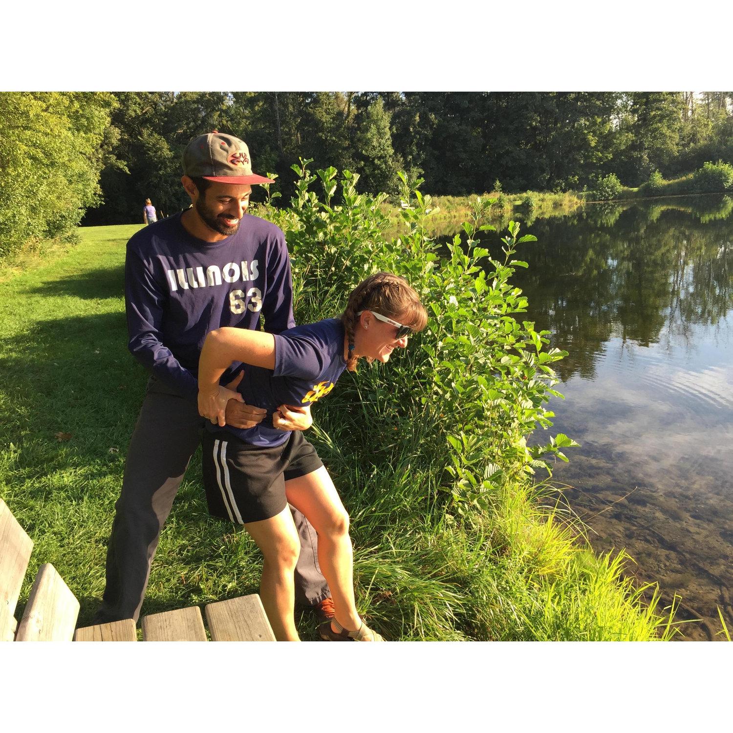 Zubair always pretends to push Alex into bodies of water...