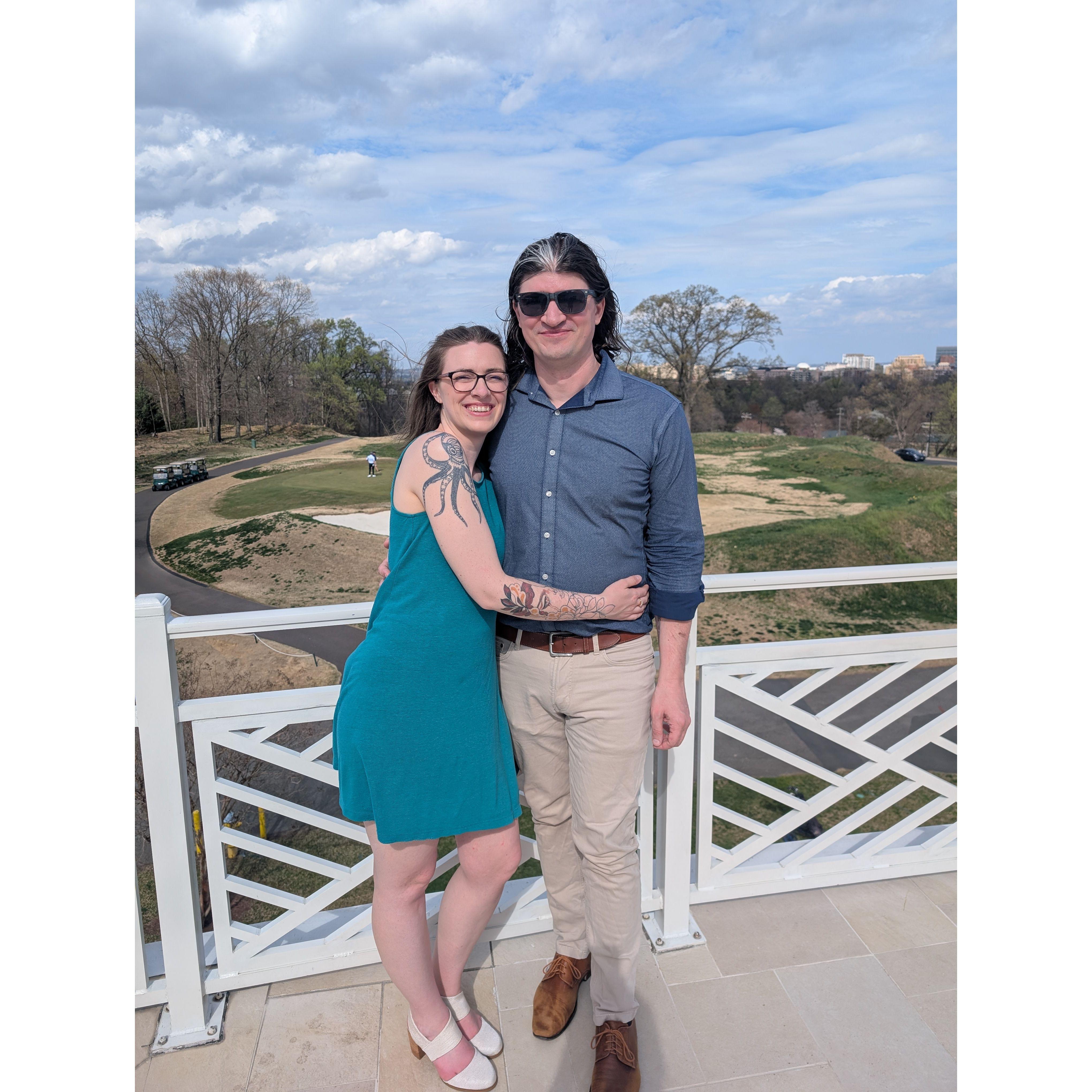 At our friends Andy and Rachel's wedding reception in April 2025.