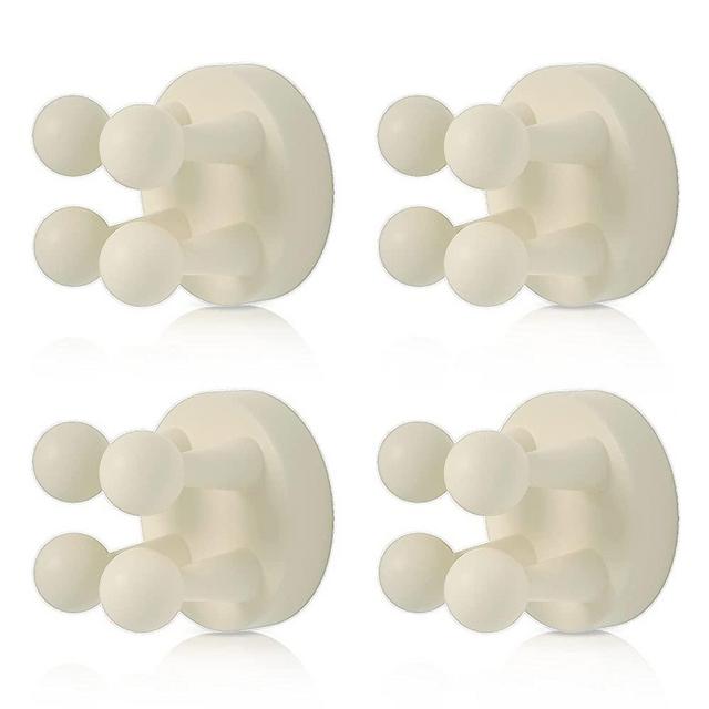XoYoZo 4 pcs Silicone Toothbrush Holder Multi-Function Hook Waterproof self Adhesive Single Toothbrush Hook Plug Holder for Wall for Hanging Bathroom Kitchen Living Room Office (White)